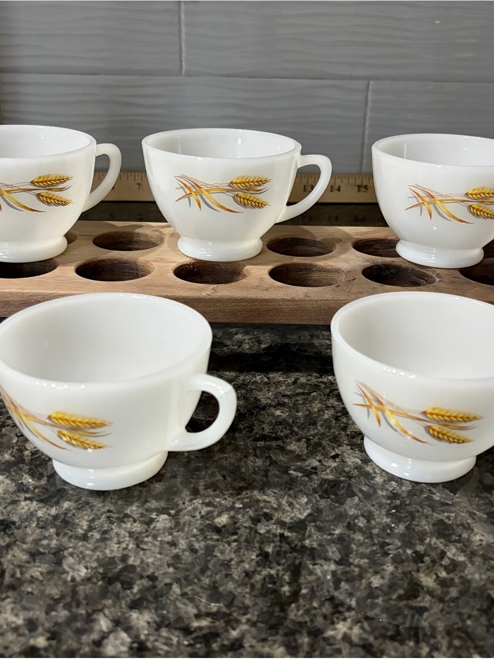 Vintage Anchor Hocking Milk Glass Tea/coffee Cups (5) - Golden Wheat  MidCentury